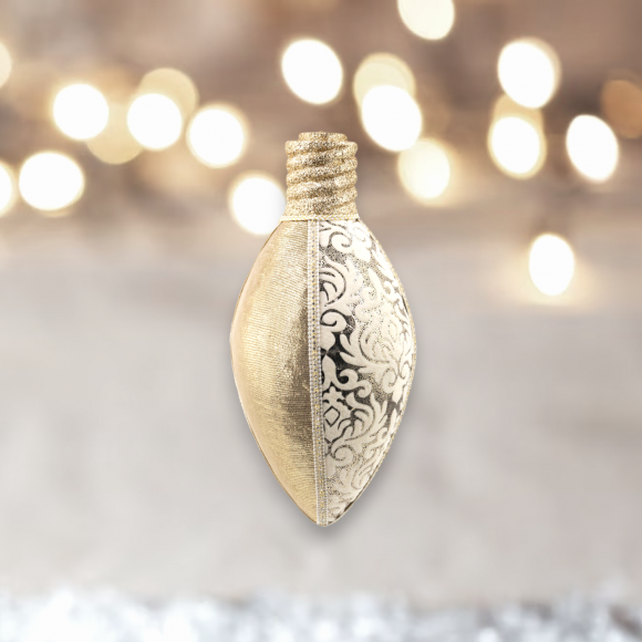 16" Hanging Patterned Bulb in Gold and Ivory