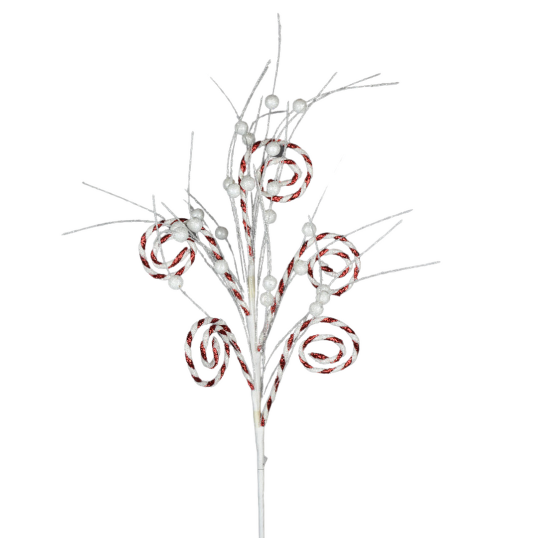 (2) Direct Export 28" Curly Grass Spray in Red and White- set of 2