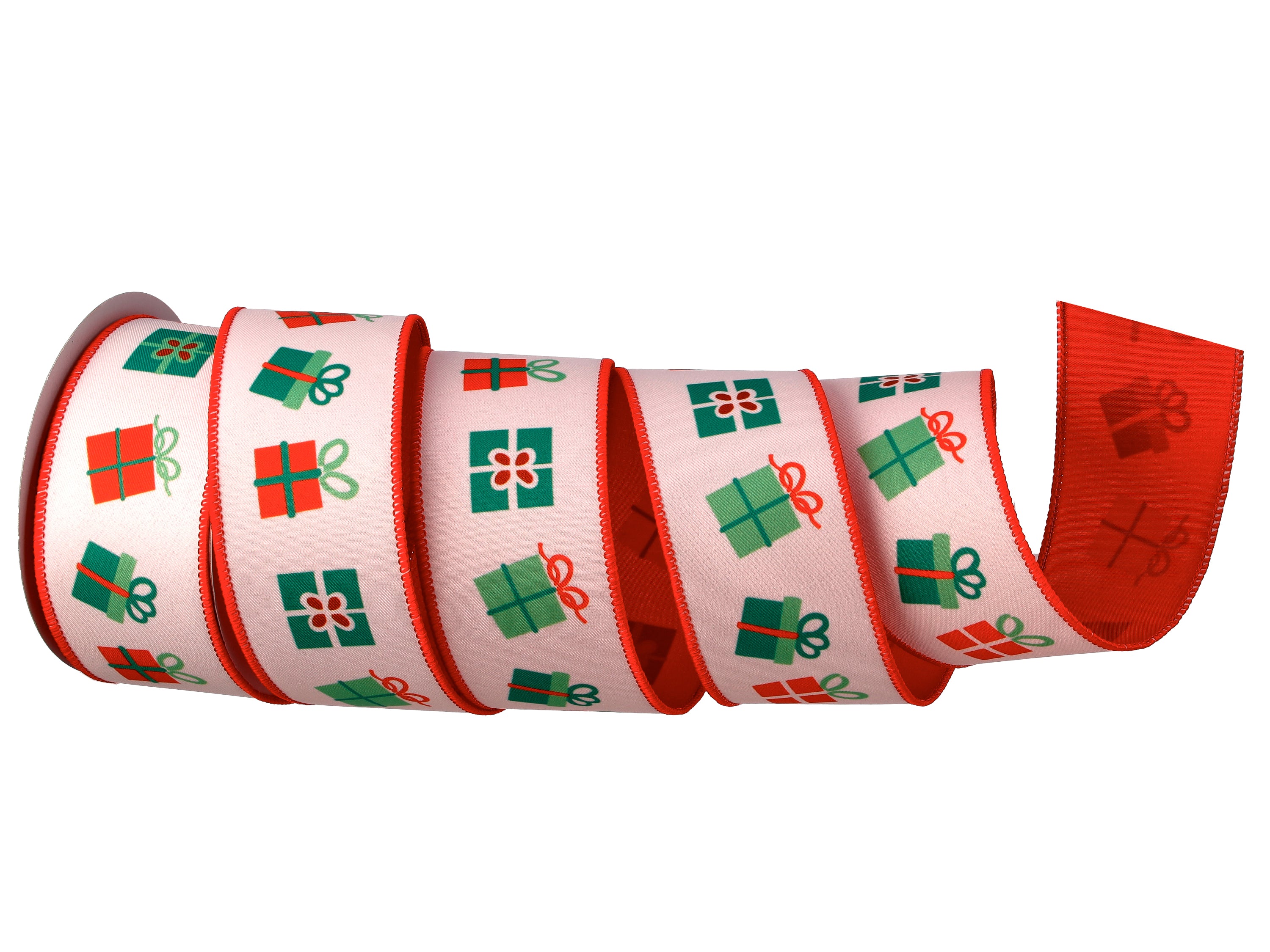 Regency 2.5 x 10 YD Christmas Playful Package Wired Ribbon in Red, Green  and White