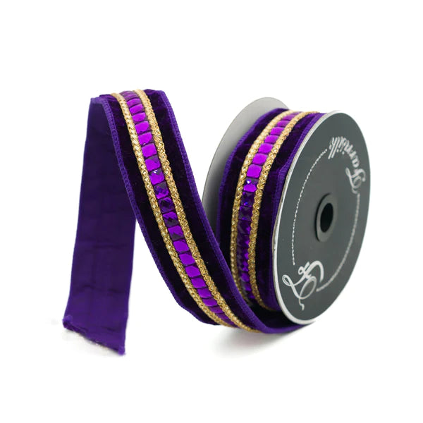 1 Purple Velvet Ribbon, Farrisilk Wired Velvet Ribbon, spring Velvet  Ribbon, Purple Velvet Ribbon, Purple Ribbon, Purple Decor, Wired