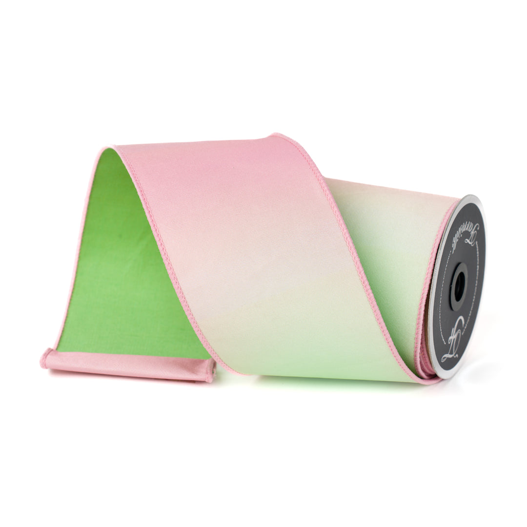 Farrisilk Prismatic Wired Ribbon in Pink and Green