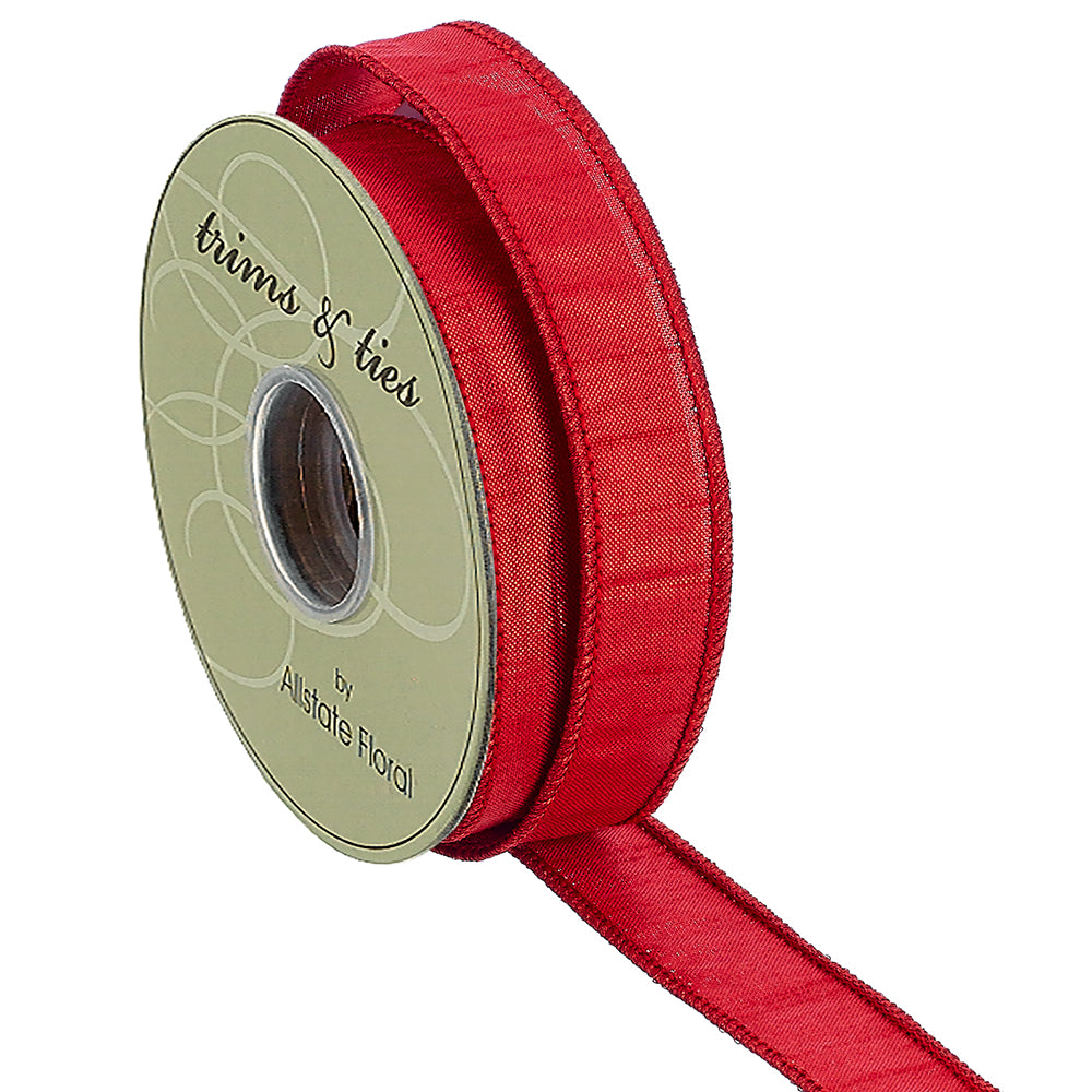Farrisilk 1.5 x 10 YD Luster Cord Wired Ribbon in White and Red