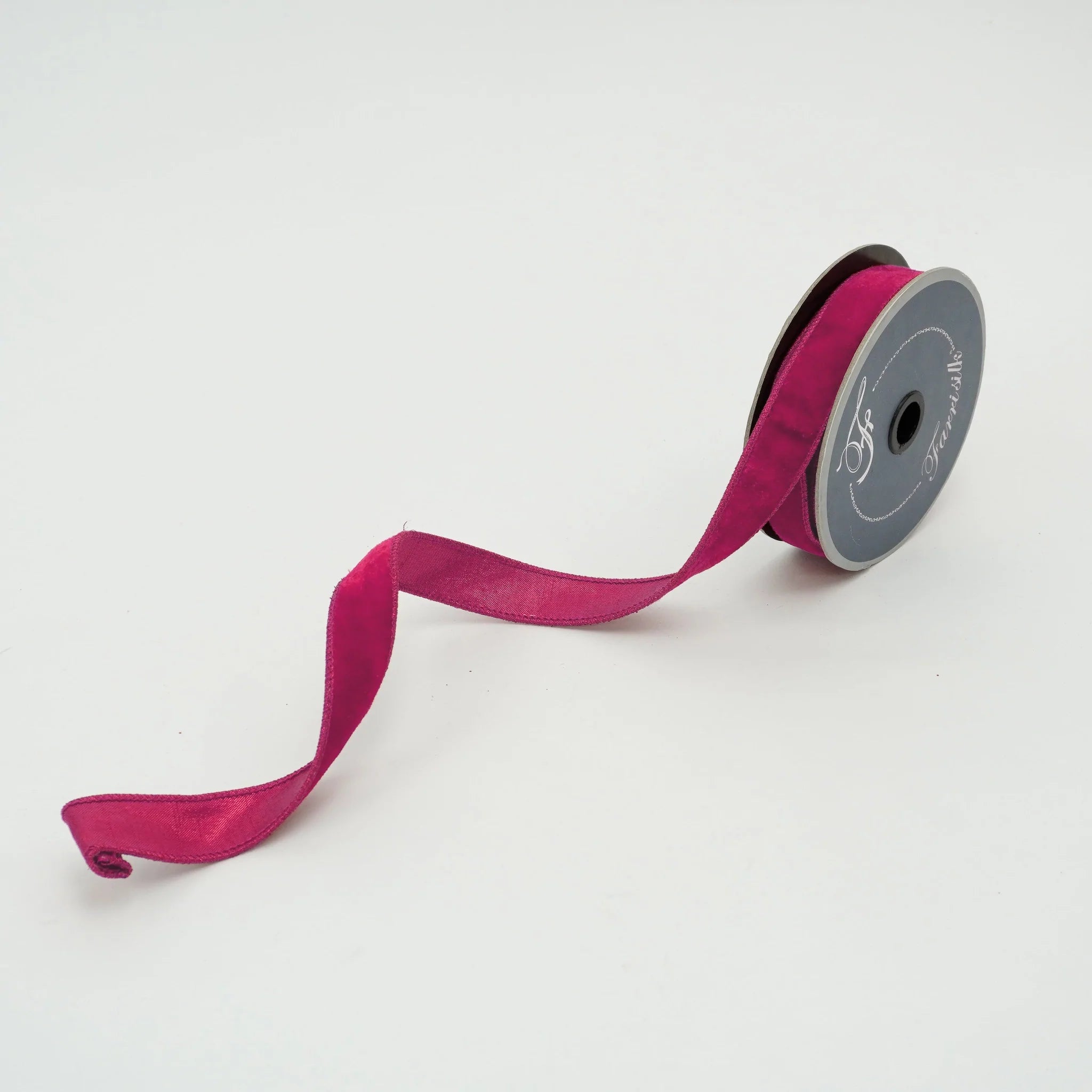 Hot Pink luster with tinsel edge 4” farrisilk wired ribbon