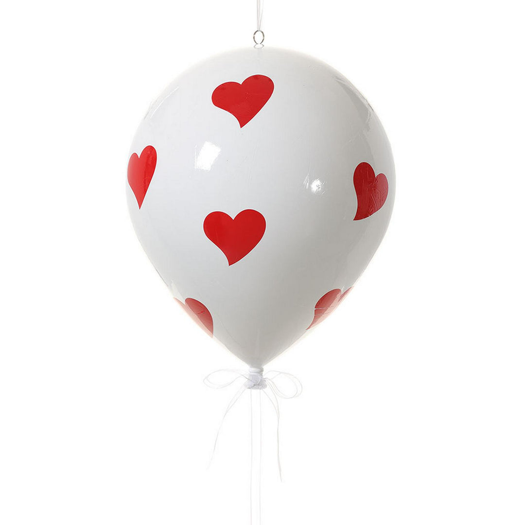 Plastic White Balloon with Red Hearts