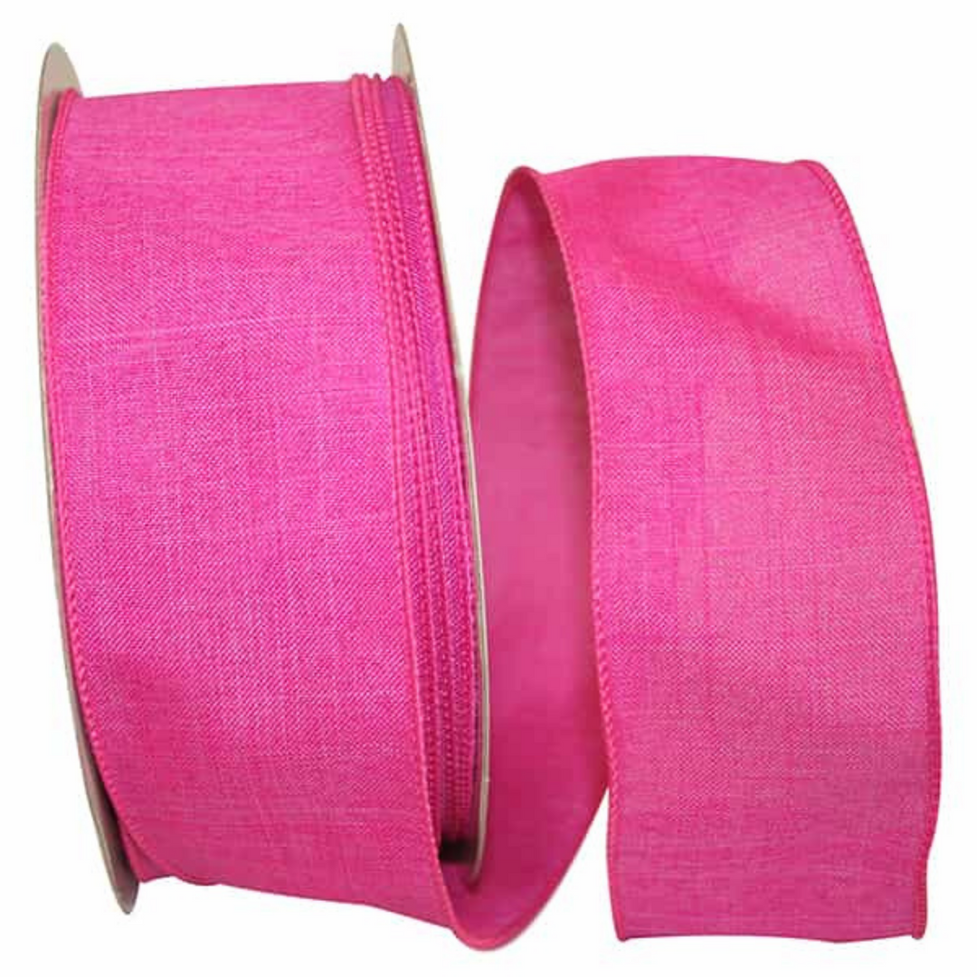 Reliant 2.5" x 50 YD Fuchsia Pink Linen Wired Ribbon