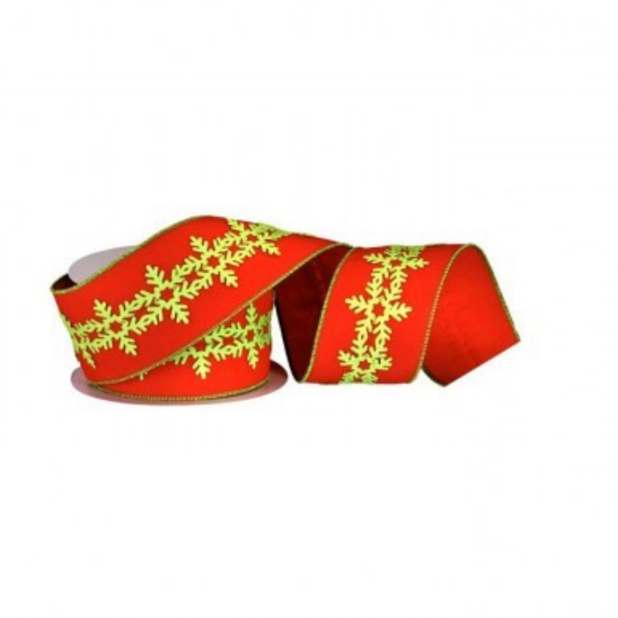 Regency Luxury 4 x 10 yd Felt Snowflake Wired Ribbon - Red/Green