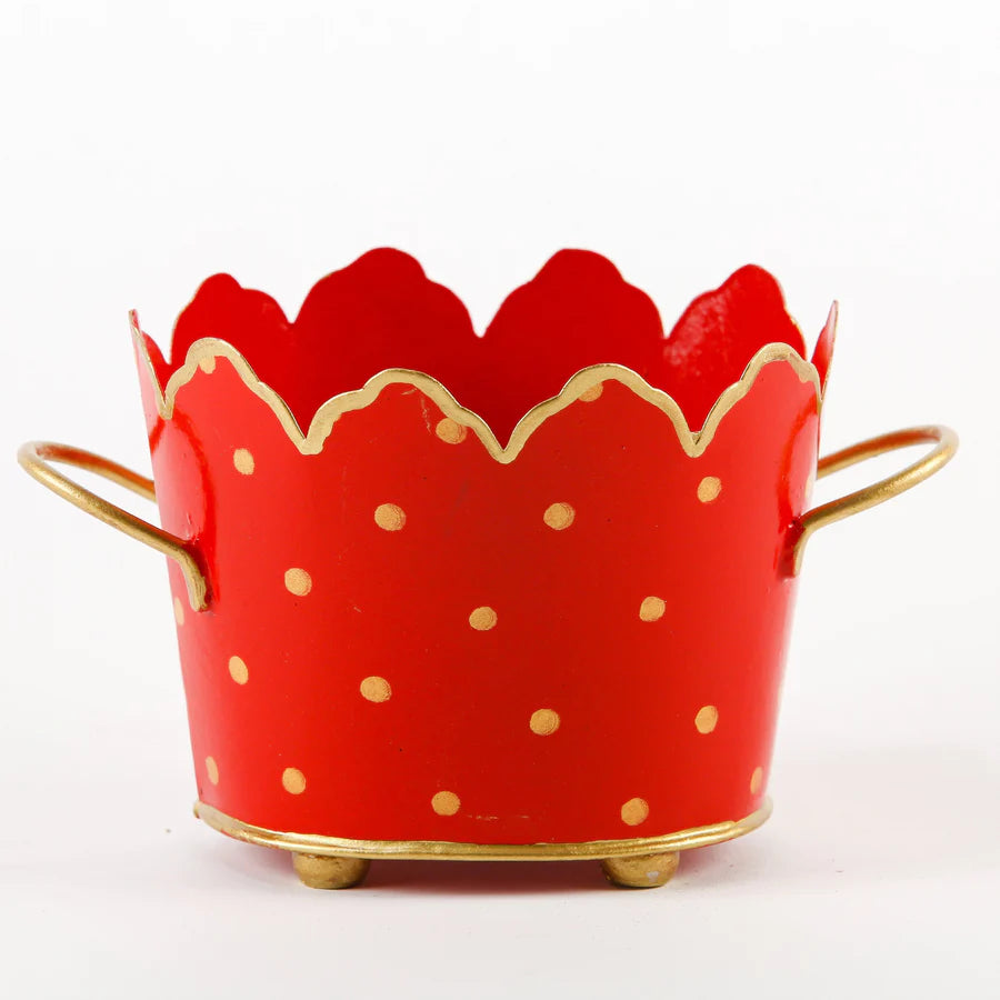 DTHY Red/Gold Polka Dots Cache Pot