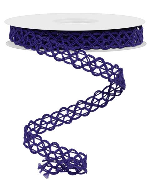 5/8" x 10 YD Open Weave Trim Wired Ribbon in Purple