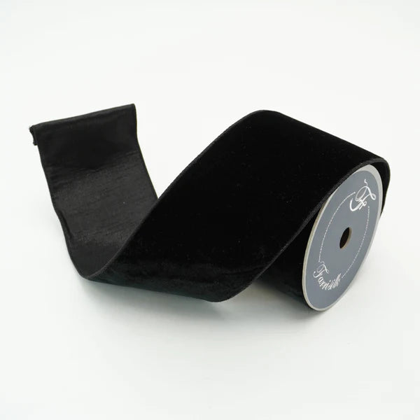 Farrisilk 2.5 x 10 yd Black Velvet Wired Ribbon