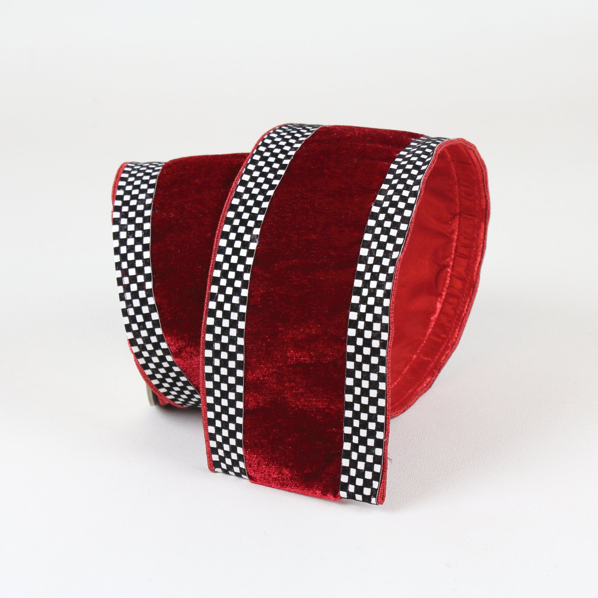Farrisilk 4 X 10 YD Red Velvet with Black/White Check Mini Border Wir –  DecoratorCrafts