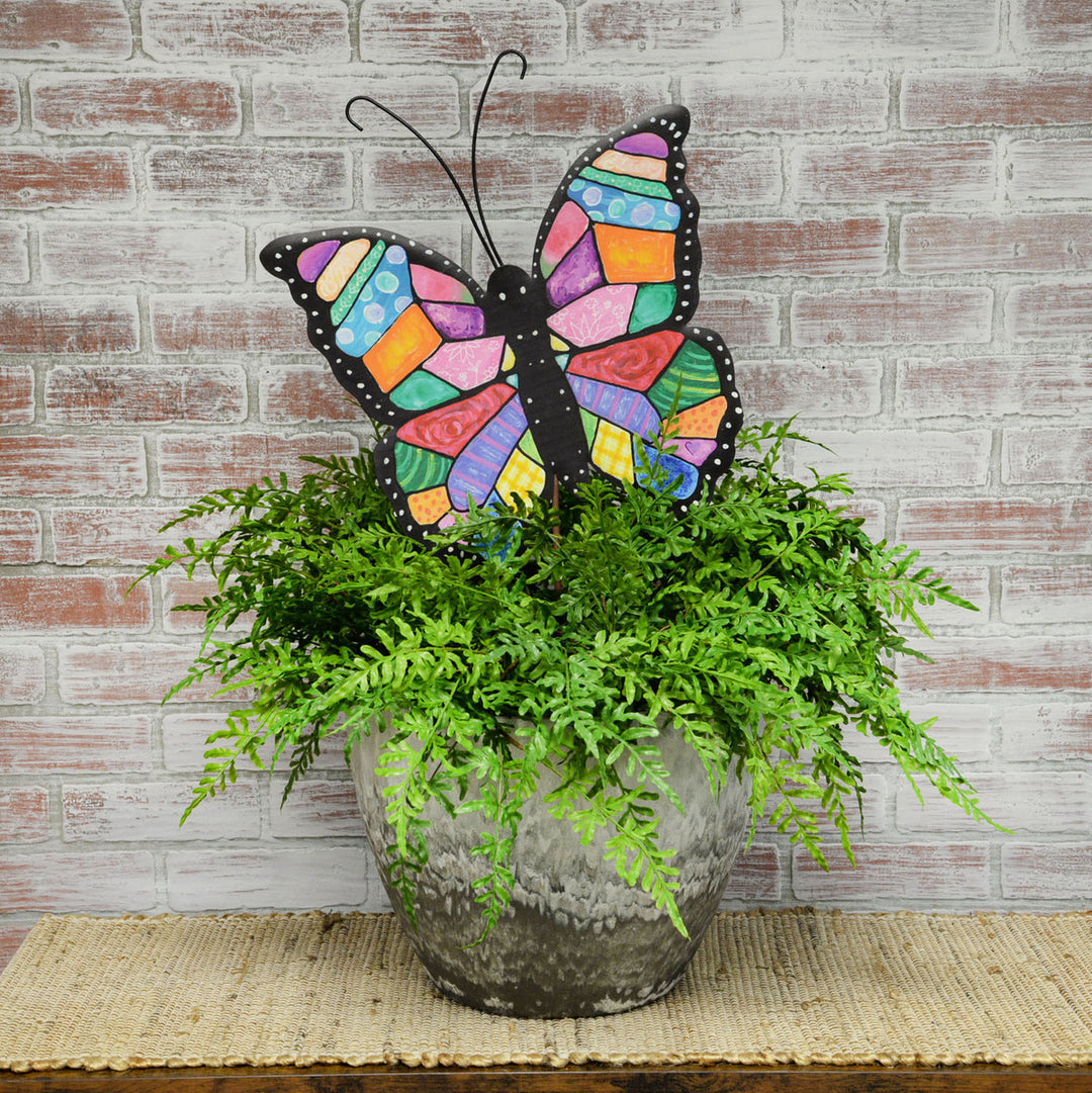 Round Top Collection 16" Metal Colorful Butterfly