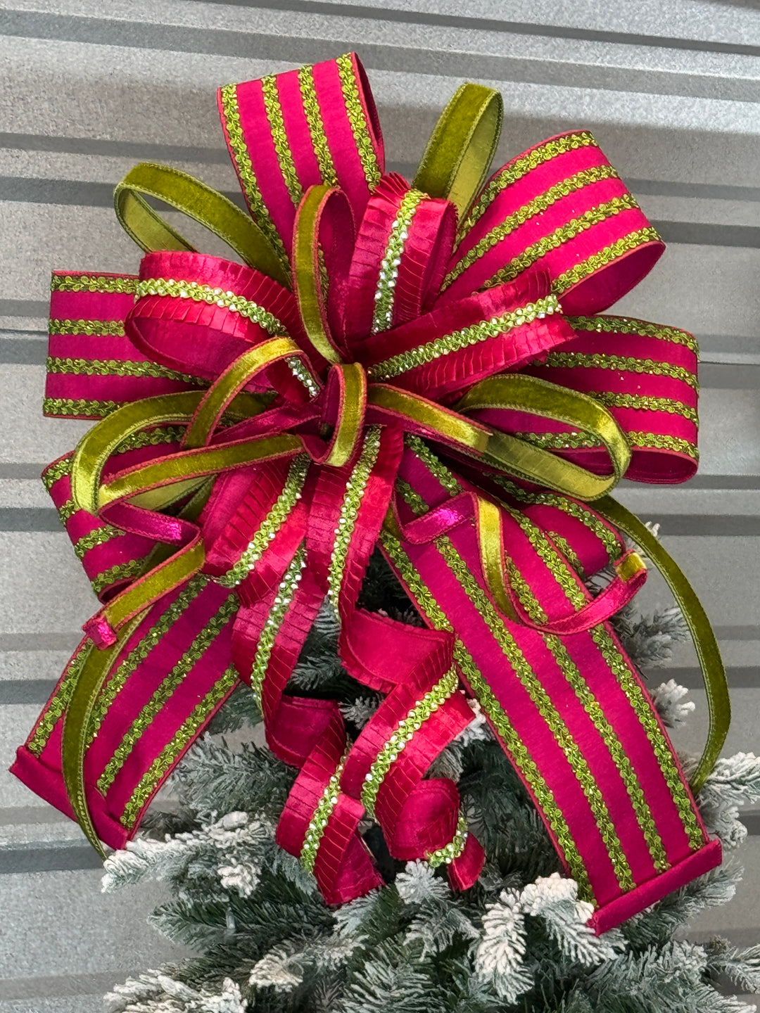 Exclusive Farrisilk 1" x 10 YD Velvet Luster Wired Ribbon in Hot Pink and Lime Green