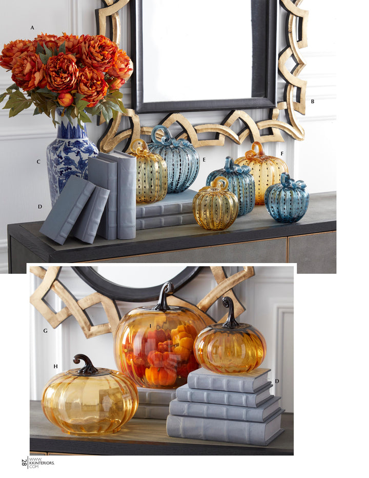 Set of 3 - Speckled Blue Glass Pumpkins