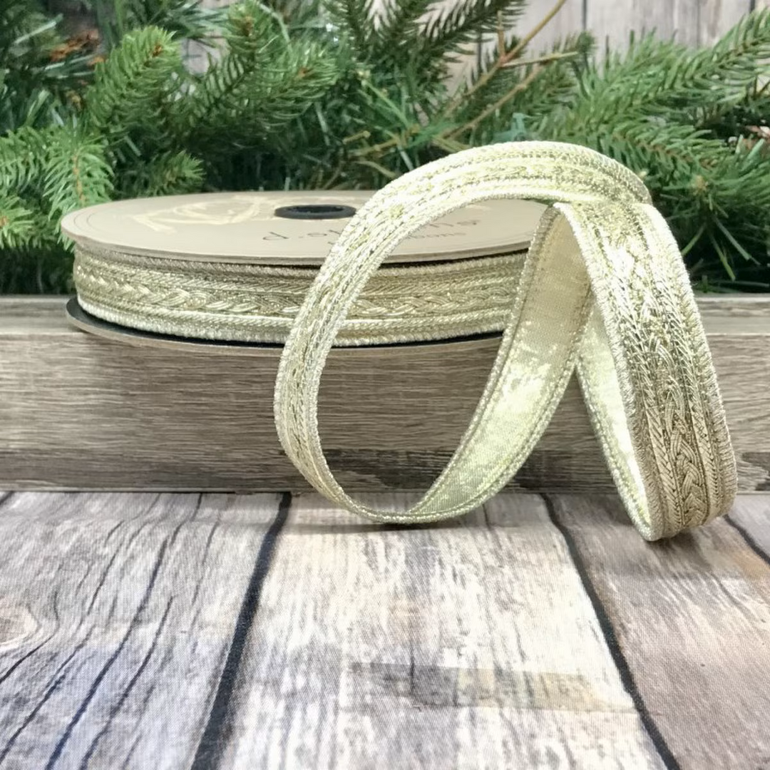 D. Stevens platinum metallic braided trim wired ribbon, 0.75-inch designer ribbon for layered bows, wreaths, Christmas decorating, floral arrangements, garlands, gift wrapping, and elegant home décor accents.