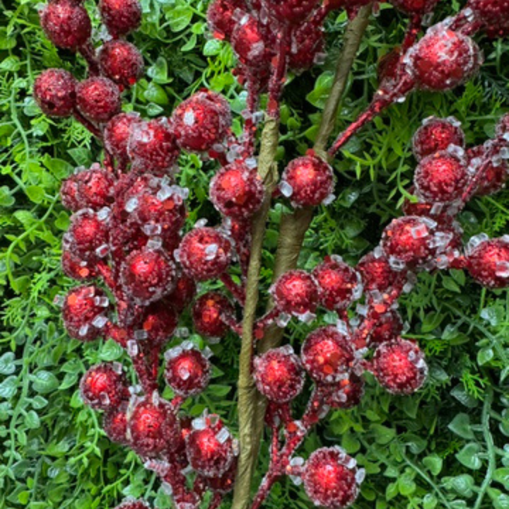 Regency 27" Red Beaded Iced Berry Spray