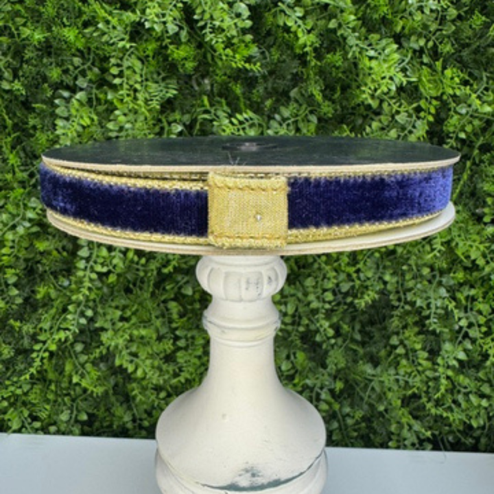 Farrisilk .75" x 10 YD Navy Blue Flashy Velvet Wired Ribbon