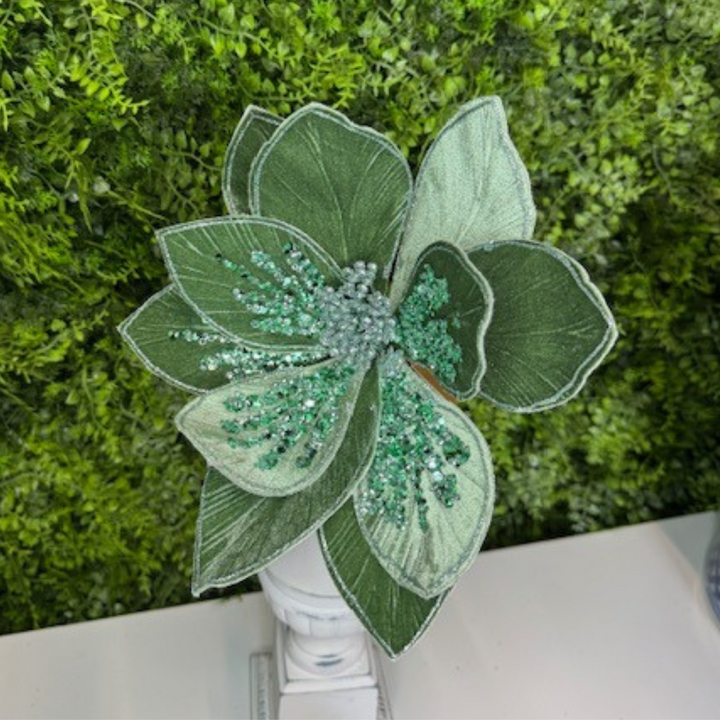 Direct Export 22" Green Glitter Poinsettia Stem