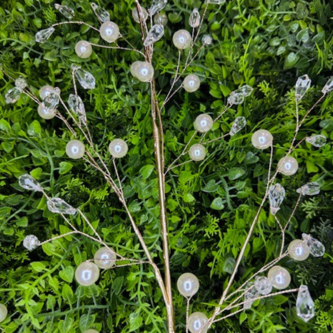 Direct Export 28" White Gold Crystal Pearl Spray