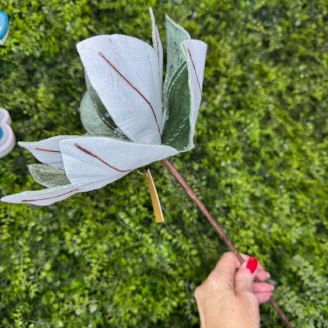 Direct Export 22" Green Glitter Poinsettia Stem