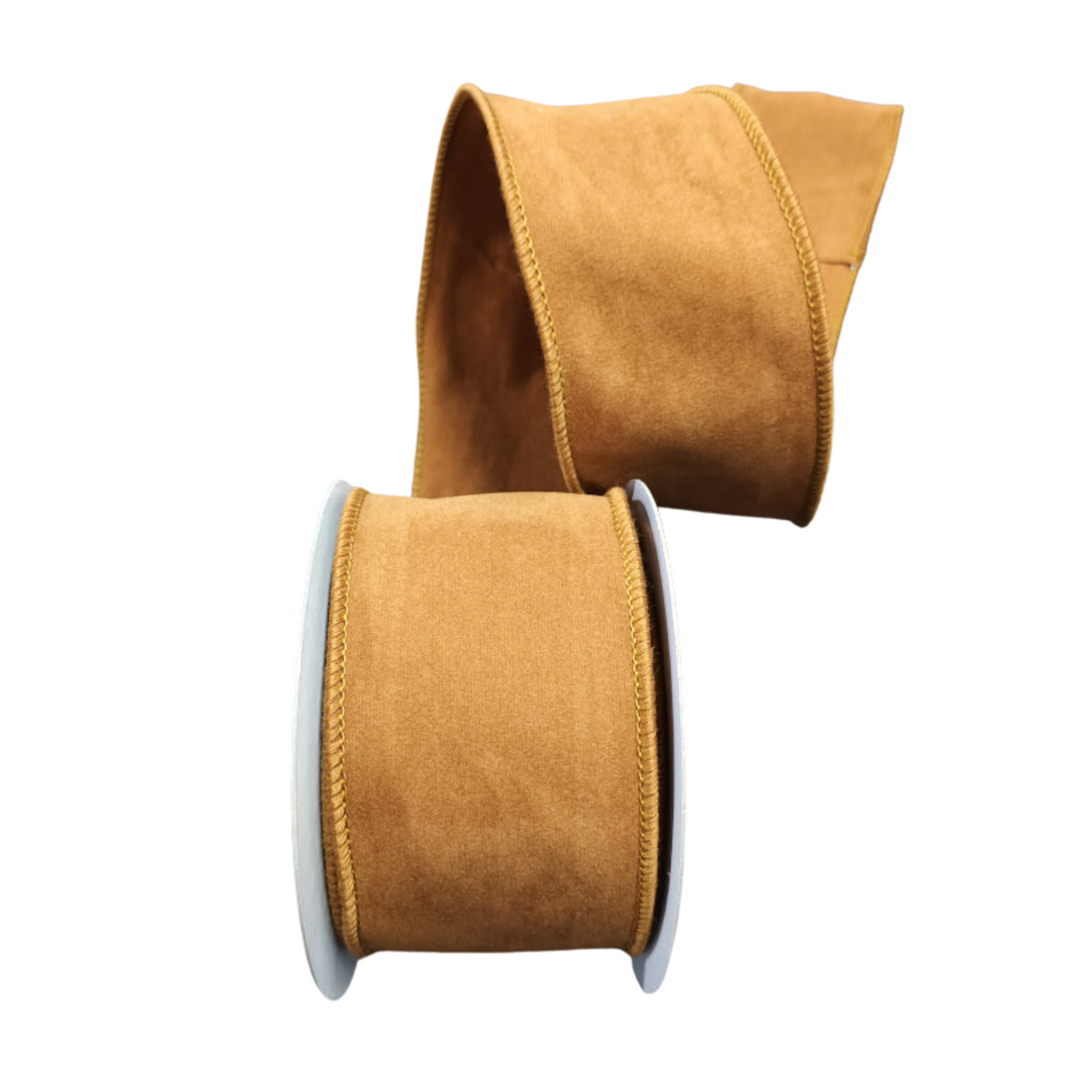 Direct Export 2.5" x 5 YD Brown Suede Wired Ribbon
