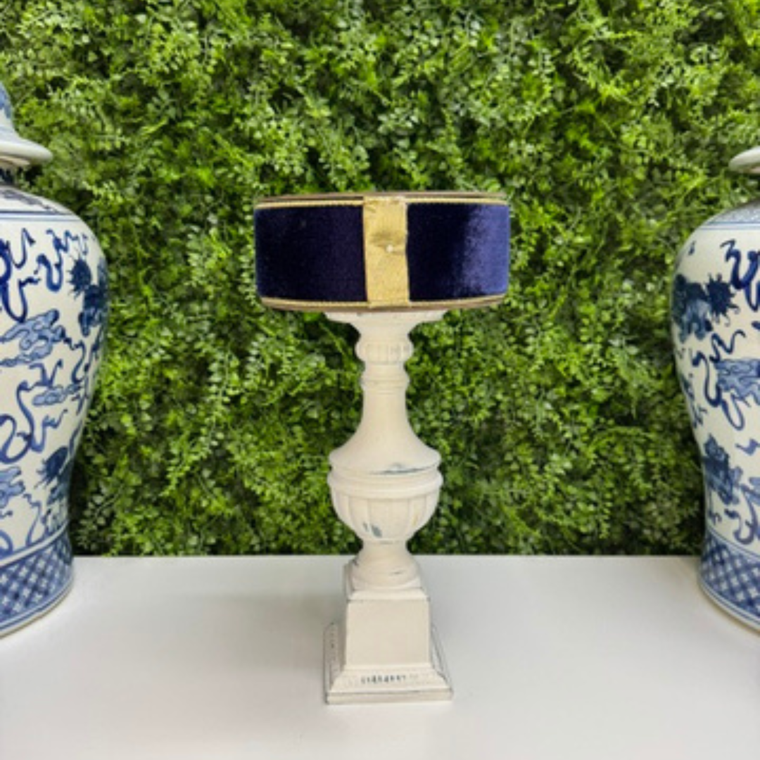 Farrisilk 2.5" x 10 YD Navy Flashy Velvet Wired Ribbon with Gold Back