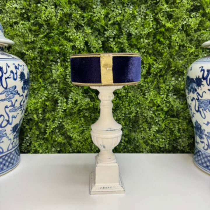 Farrisilk 2.5" x 10 YD Navy Flashy Velvet Wired Ribbon with Gold Back