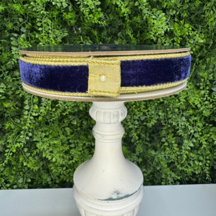 Farrisilk 1.5" x 10 YD Navy Blue Flashy Velvet wired ribbon with Gold back
