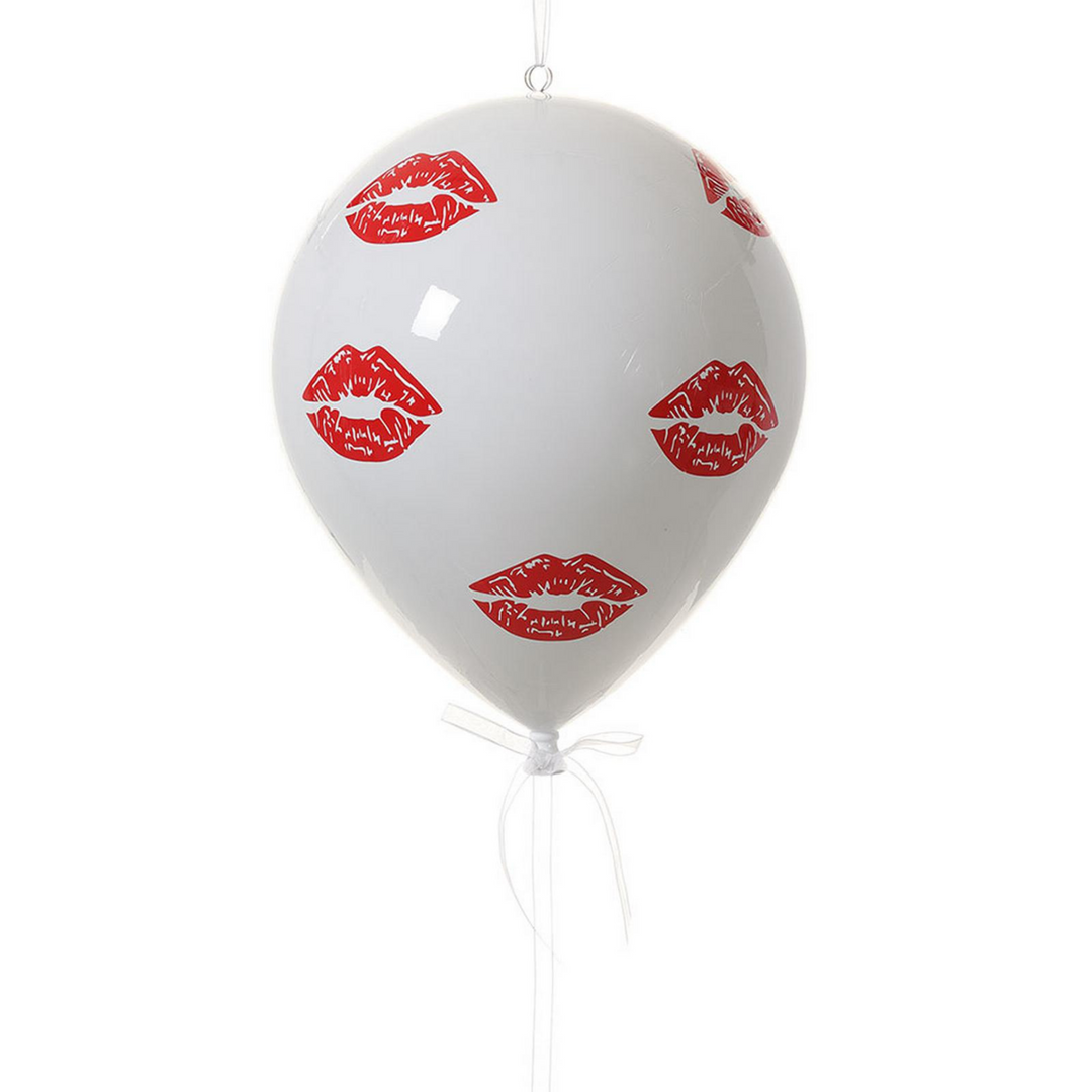 Plastic Red Kisses White Balloon