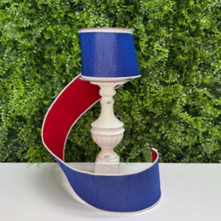 DC Exclusive Farrisilk 4" x 10 YD Red, White and Blue Silky Sheen Patriotic Borders Wired Ribbon