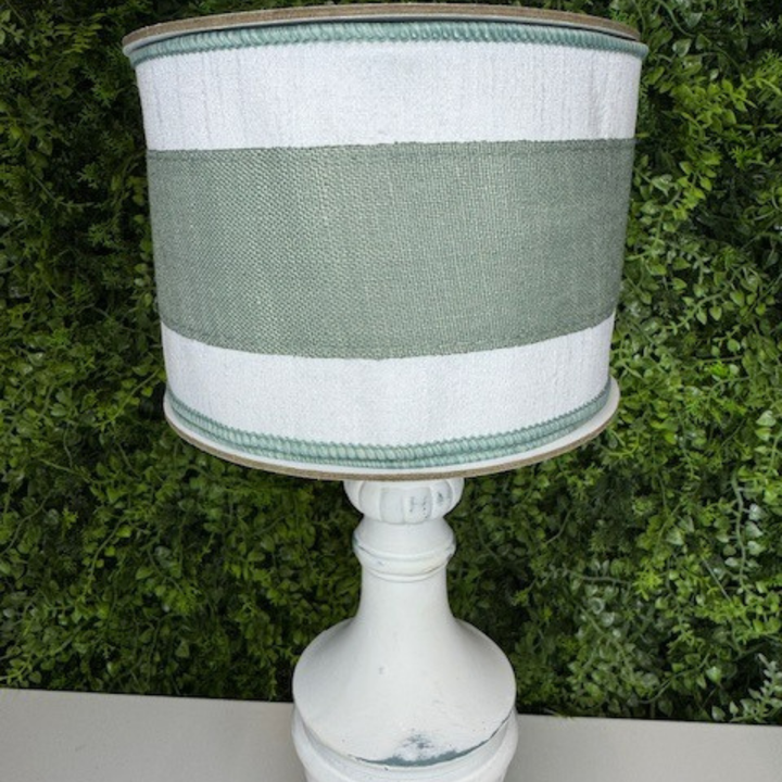 DC Exclusive Farrisilk 4" x 10 YD Linen Tones Wired Ribbon in Sage Green and White