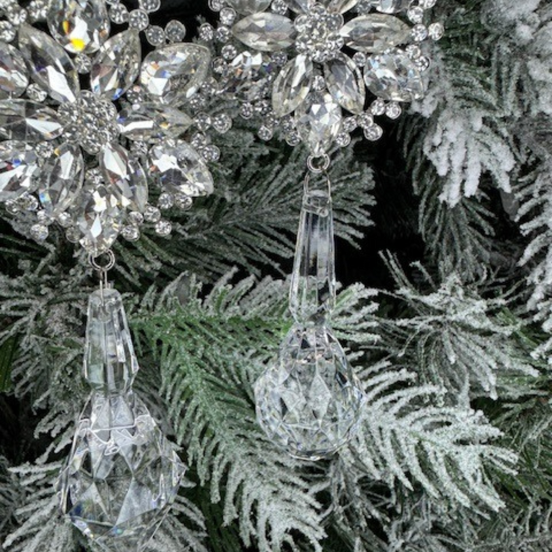 Direct Export 5" Platinum Jewel Drop Ornaments - set of 2