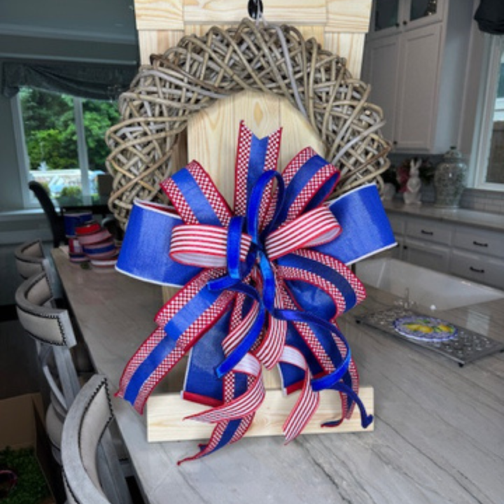 Patriotic Bow with or without 19.5" Rattan Wreath