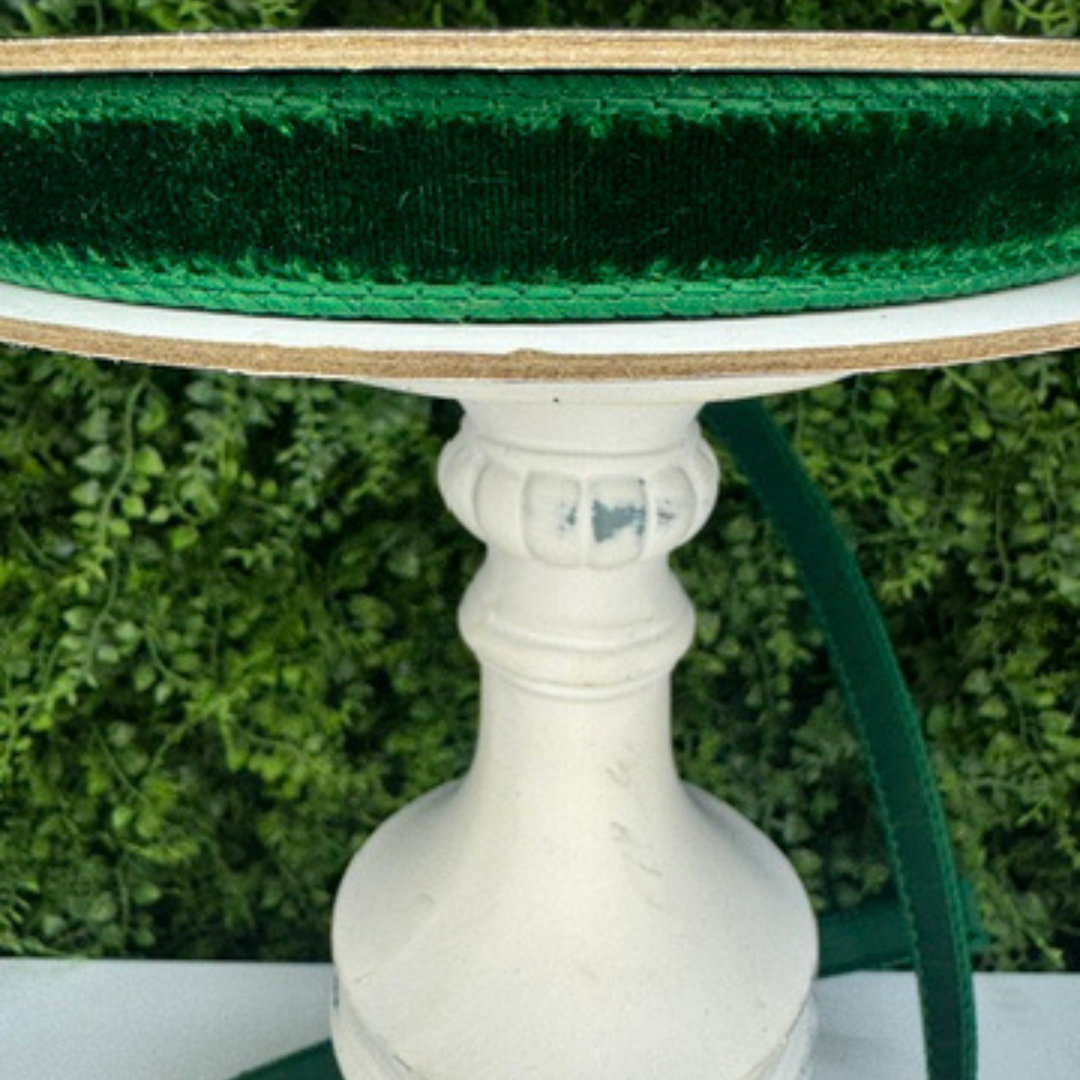 Farrisilk .75" x 10 YD Emerald Green Velvet Wired Ribbon