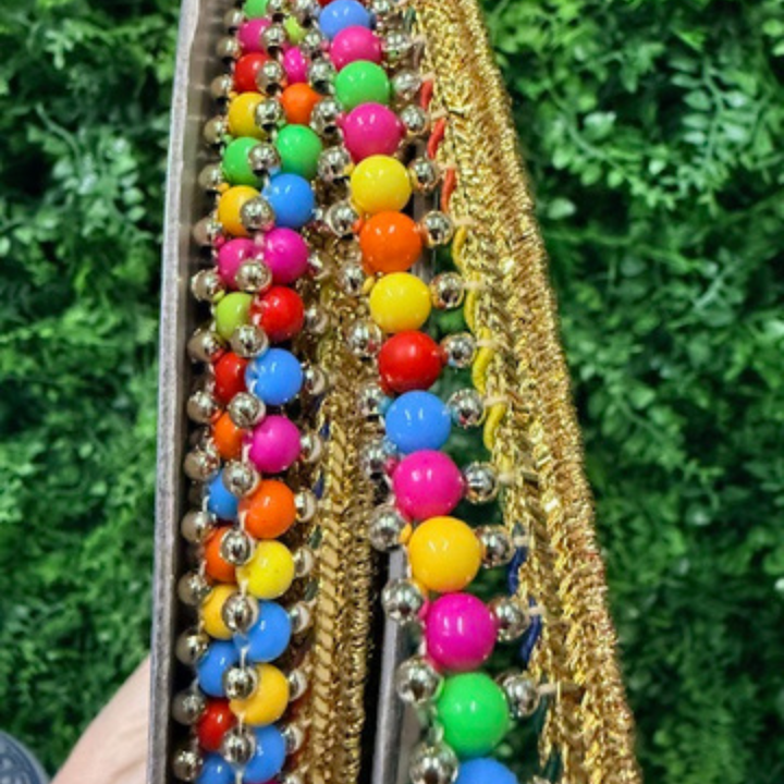 Farrisilk 1" x 9 YD Wired Multi Color Bead Trim