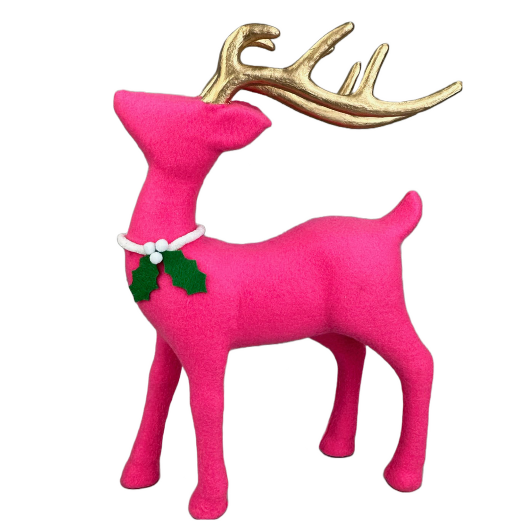 18" Pink Felt Deer
