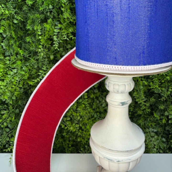 DC Exclusive Farrisilk 4" x 10 YD Red, White and Blue Silky Sheen Patriotic Borders Wired Ribbon