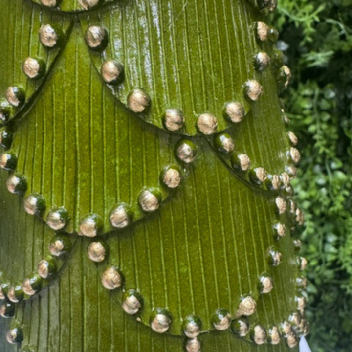 17" Green Resin Tree with Gold Scallops