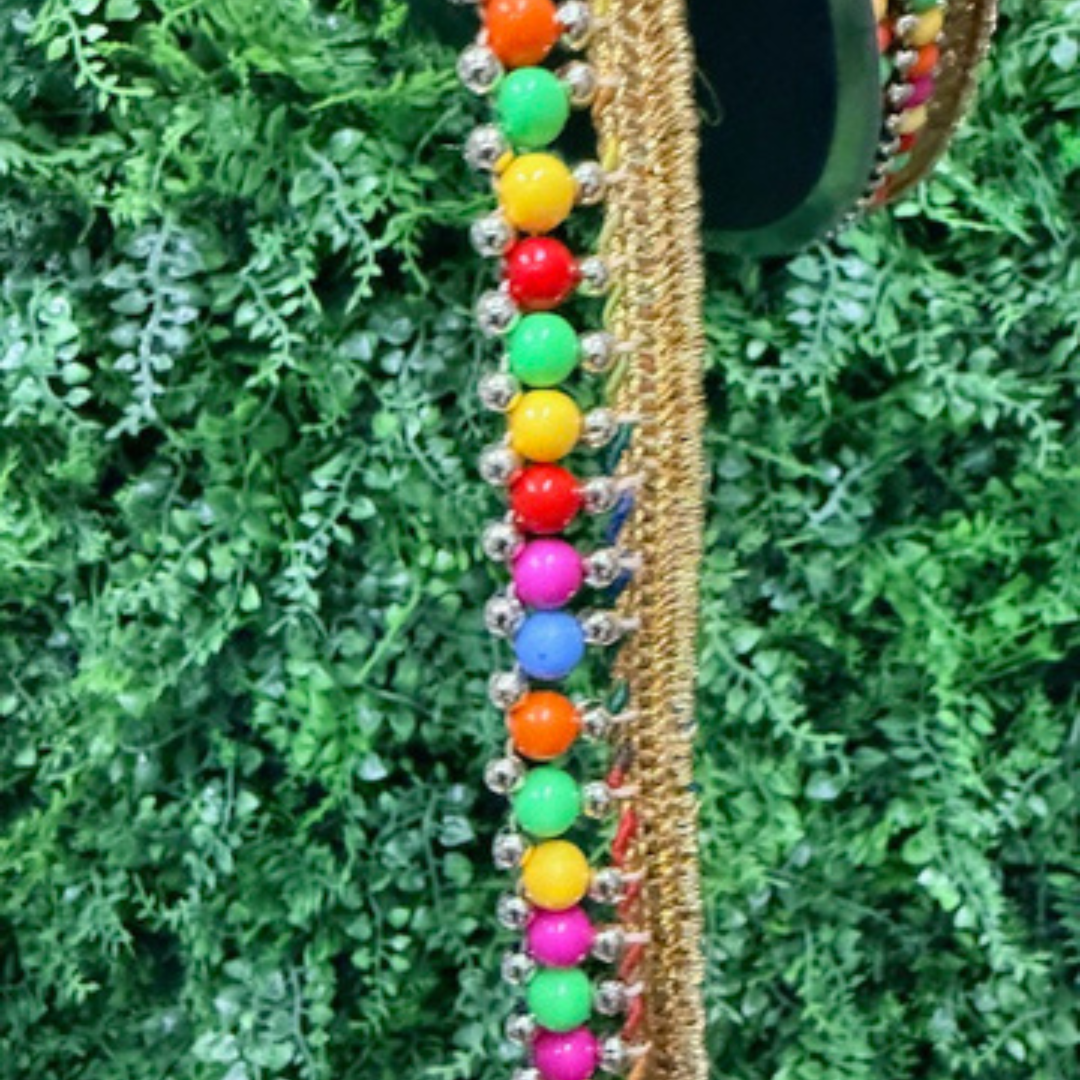 Farrisilk 1" x 9 YD Wired Multi Color Bead Trim