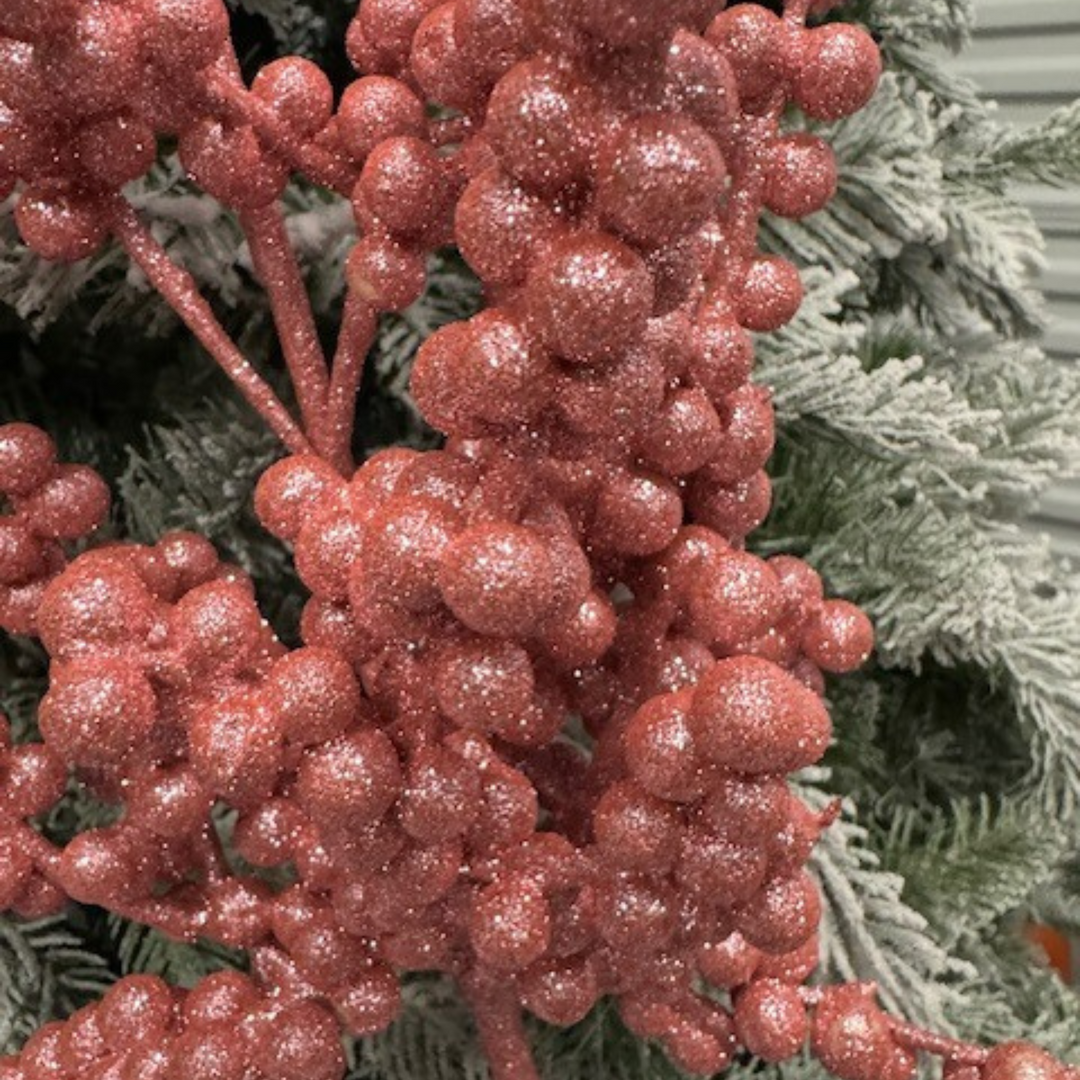 27" Pink Glitter Berry Spray