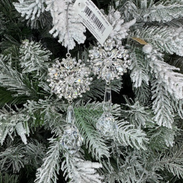 Direct Export 5" Platinum Jewel Drop Ornaments - set of 2