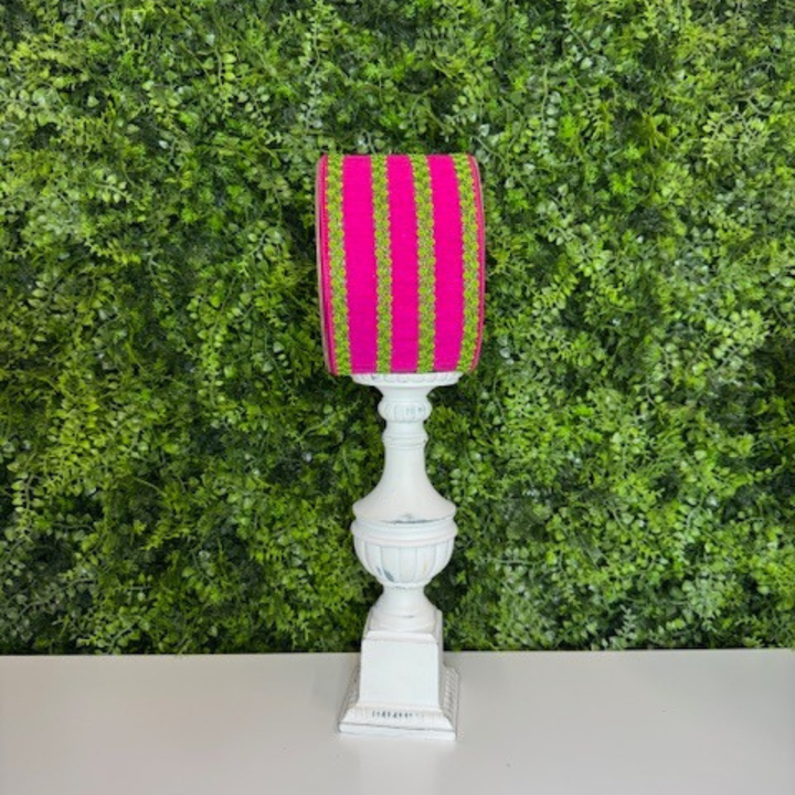 Exclusive Farrisilk 4" x 10 YD Carnival Swirls Wired Ribbon in Hot Pink and Lime Green