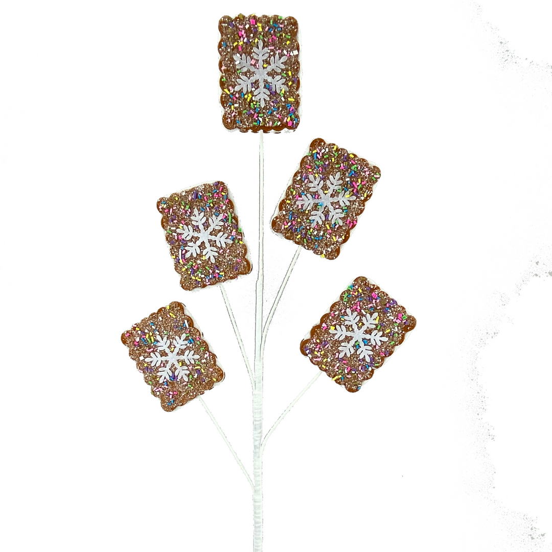 28" Gingerbread Snowflake Cookie Spray x 5 with sprinkles