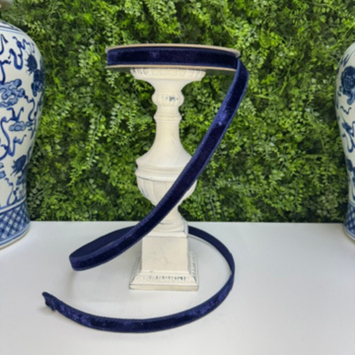 Farrisilk .75" x 10 YD Navy Blue Velvet Wired Ribbon