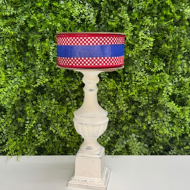 DC Exclusive Farrisilk 2.5" x 10 YD Red, White and Blue Patriotic Mini Checker Wired Ribbon