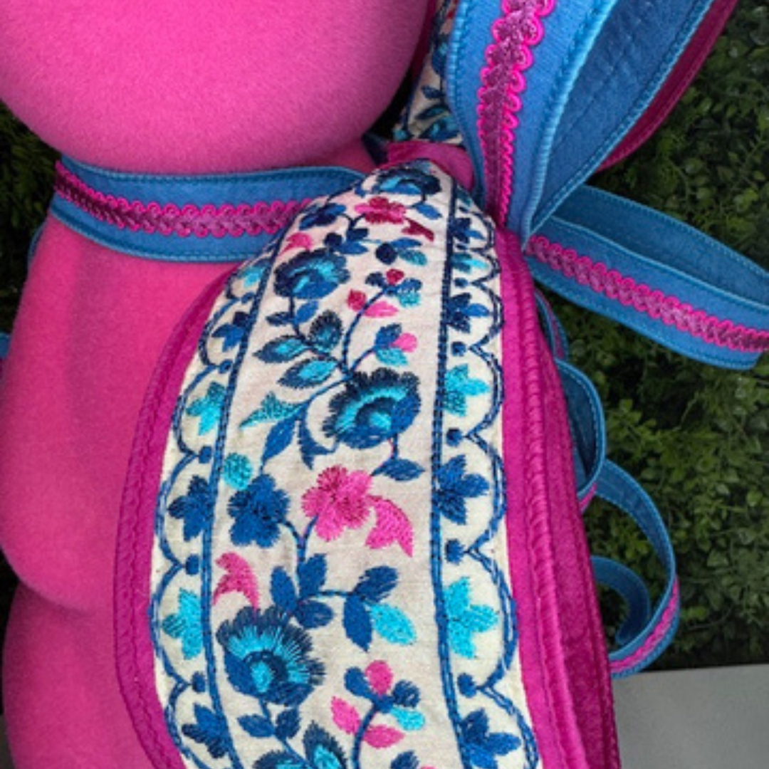 RAZ" Flocked Pink Bunny with Farrisilk Bow