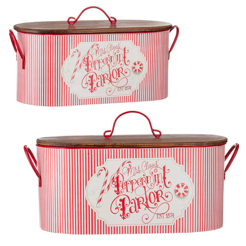 RAZ 21" Peppermint Parlor Lidded Containers - Set of 2