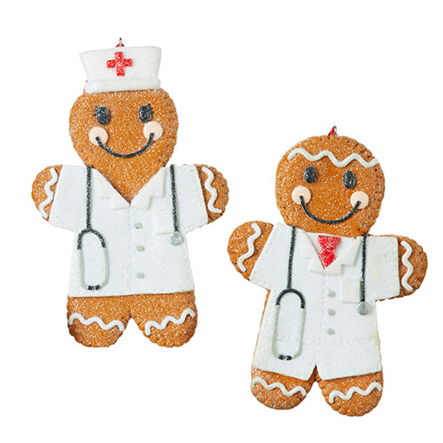 RAZ 5.5” Gingerbread Nurse and Doctor Ornament - set of 2