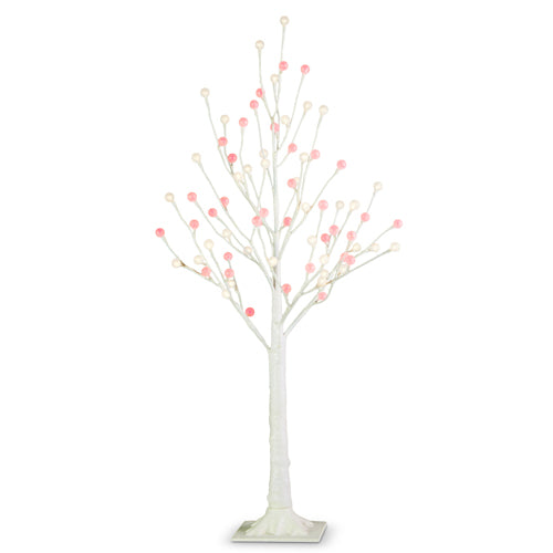 RAZ 3.5' White Glittered Lighted Christmas Tree in Red and White