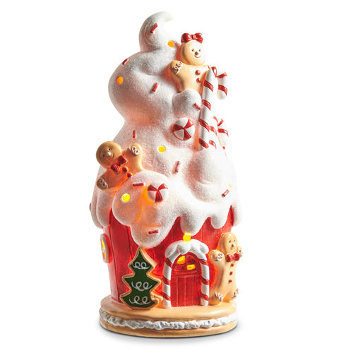 RAZ 9.75" Lighted Gingerbread Cupcake House with Timer