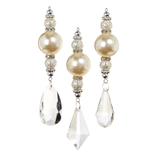 RAZ 5.75" Crystal Pearl Drop Ornaments - Set of 3